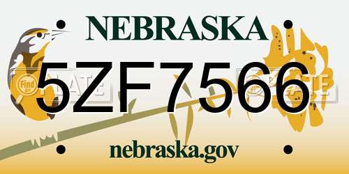 5ZF7566 Nebraska License Plate