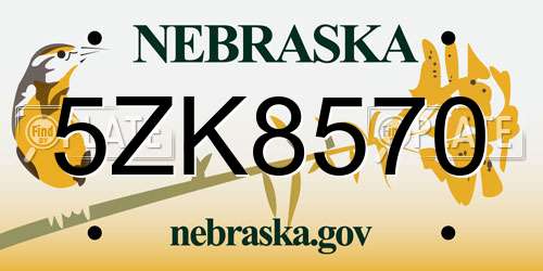 5ZK8570 Nebraska License Plate
