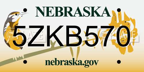 5ZKB570 Nebraska License Plate
