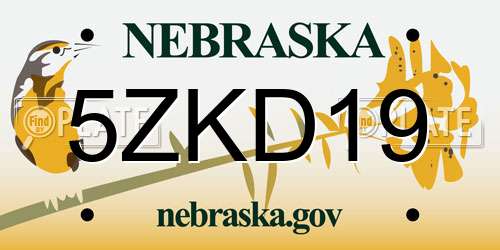 5ZKD19 Nebraska License Plate