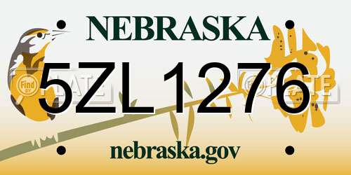 5ZL1276 Nebraska License Plate