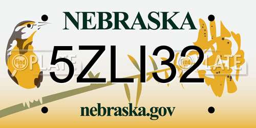 5ZLI32 Nebraska License Plate