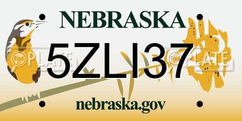5ZLI37 Nebraska License Plate