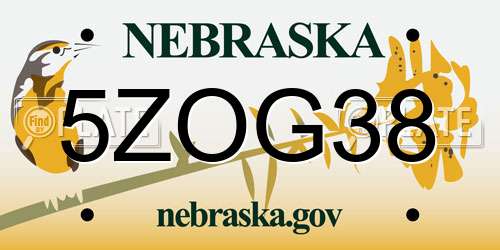 5ZOG38 Nebraska License Plate