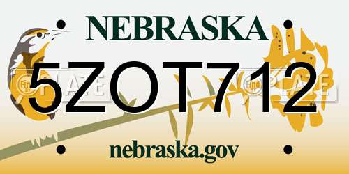5ZOT712 Nebraska License Plate