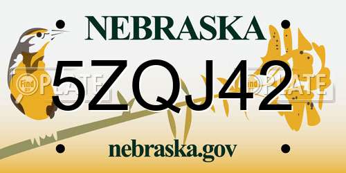 5ZQJ42 Nebraska License Plate