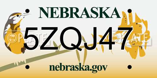 5ZQJ47 Nebraska License Plate
