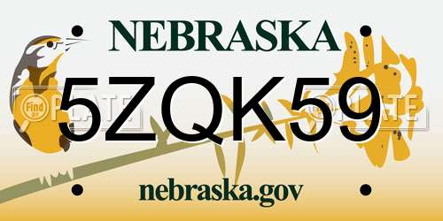 5ZQK59 Nebraska License Plate