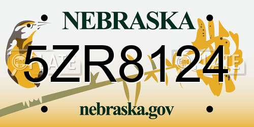 5ZR8124 Nebraska License Plate