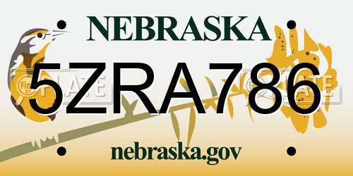 5ZRA786 Nebraska License Plate