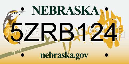 5ZRB124 Nebraska License Plate
