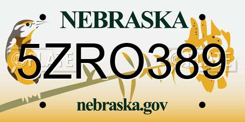 5ZRO389 Nebraska License Plate