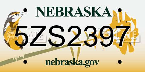 5ZS2397 Nebraska License Plate