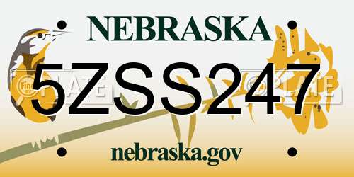 5ZSS247 Nebraska License Plate