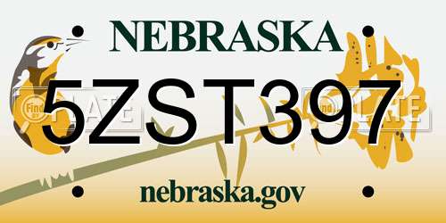 5ZST397 Nebraska License Plate