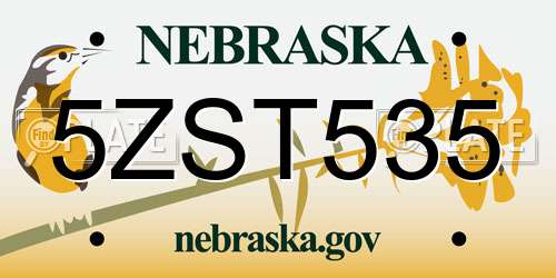 5ZST535 Nebraska License Plate