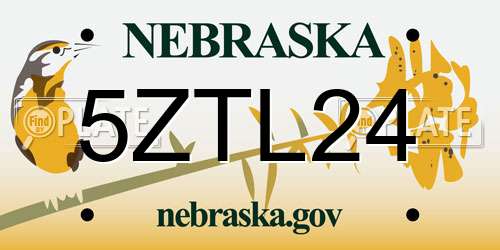 5ZTL24 Nebraska License Plate