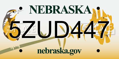 5ZUD447 Nebraska License Plate