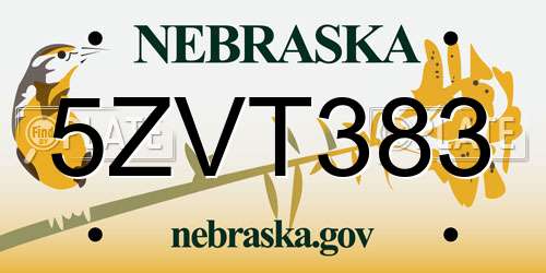 5ZVT383 Nebraska License Plate