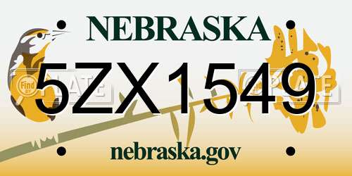 5ZX1549 Nebraska License Plate
