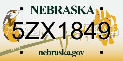 5ZX1849 Nebraska License Plate