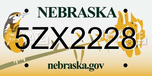 5ZX2228 Nebraska License Plate
