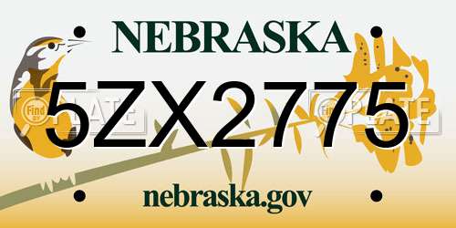 5ZX2775 Nebraska License Plate