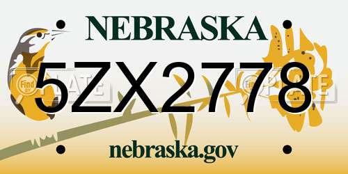 5ZX2778 Nebraska License Plate