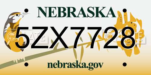 5ZX7728 Nebraska License Plate
