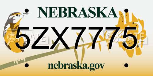 5ZX7775 Nebraska License Plate