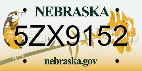 5ZX9152 Nebraska License Plate