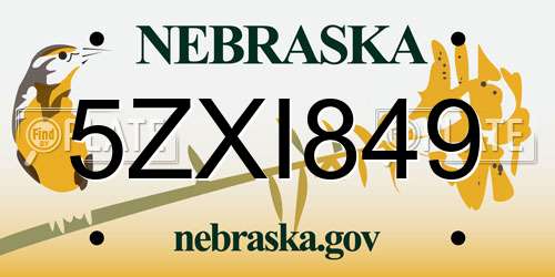 5ZXI849 Nebraska License Plate