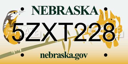 5ZXT228 Nebraska License Plate