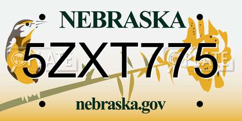 5ZXT775 Nebraska License Plate