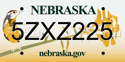 5ZXZ225 Nebraska License Plate