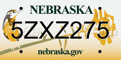 5ZXZ275 Nebraska License Plate
