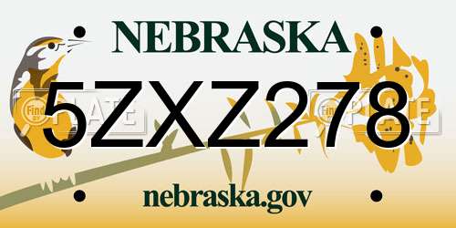5ZXZ278 Nebraska License Plate