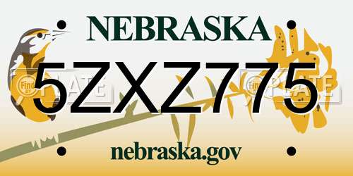 5ZXZ775 Nebraska License Plate