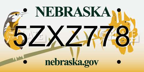5ZXZ778 Nebraska License Plate