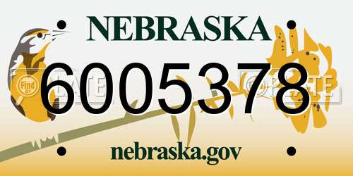 6005378 Nebraska License Plate