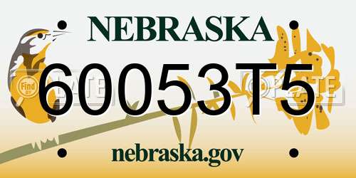 60053T5 Nebraska License Plate