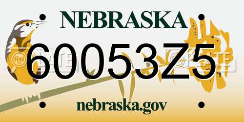60053Z5 Nebraska License Plate