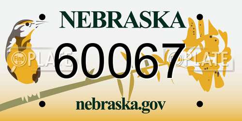 60067 Nebraska License Plate