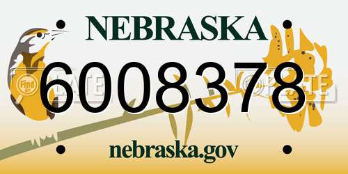 6008378 Nebraska License Plate