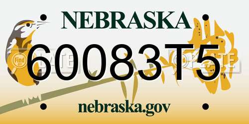 60083T5 Nebraska License Plate