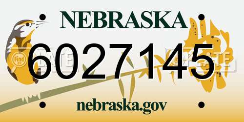 6027145 Nebraska License Plate