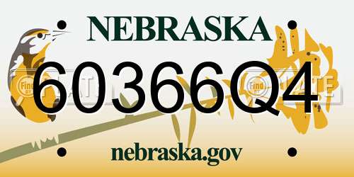 60366Q4 Nebraska License Plate