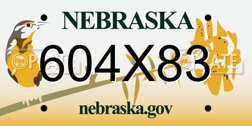 604X83 Nebraska License Plate