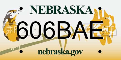 606BAE Nebraska License Plate