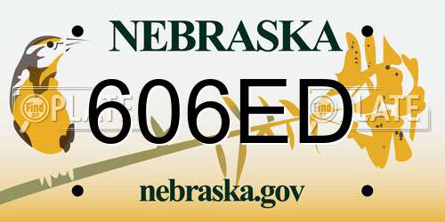 606ED Nebraska License Plate